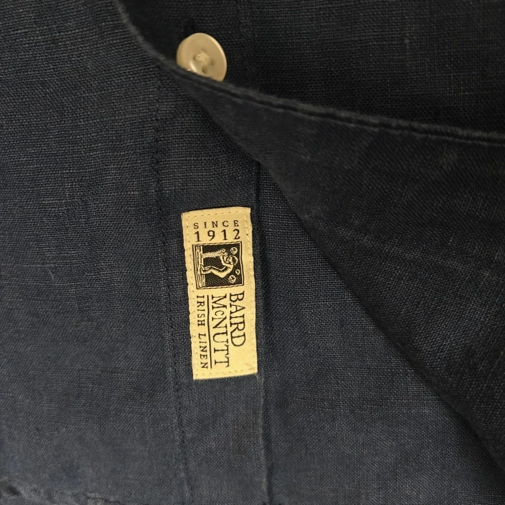J Crew Irish Linen Shirt Mens Small Blue Baird McNutt Short Sleeve Button Down